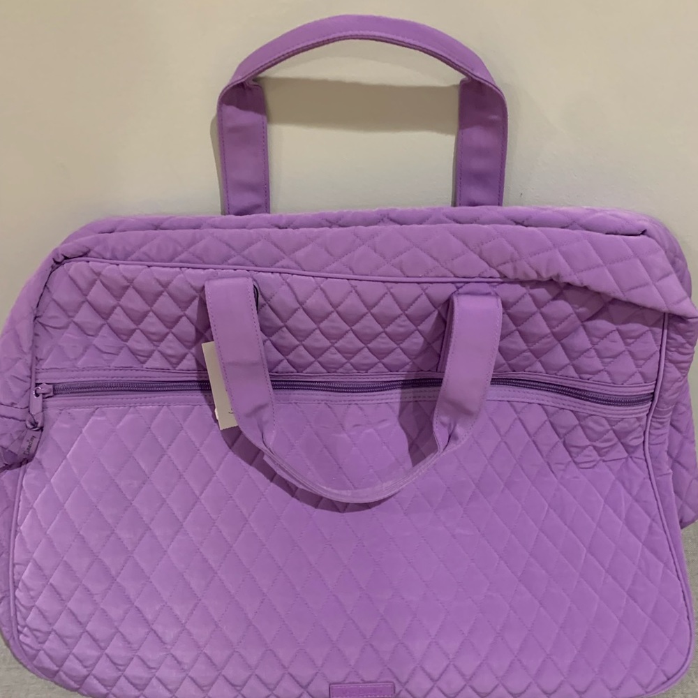 NWT vera bradley grand traveler duffel bag mokara orchid lilac lavender purple - Picture 2 of 9